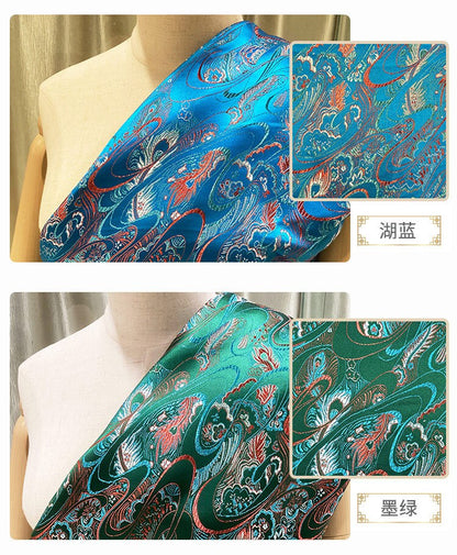 Tissu ethnique en brocart de soie : Jacquard pour robe mongole (au mètre)