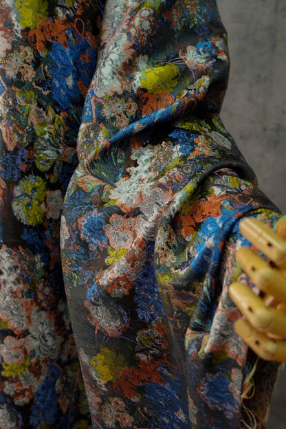 Gold Thread Jacquard Fabric: 3D Oil Painting Texture, 60" Wide
