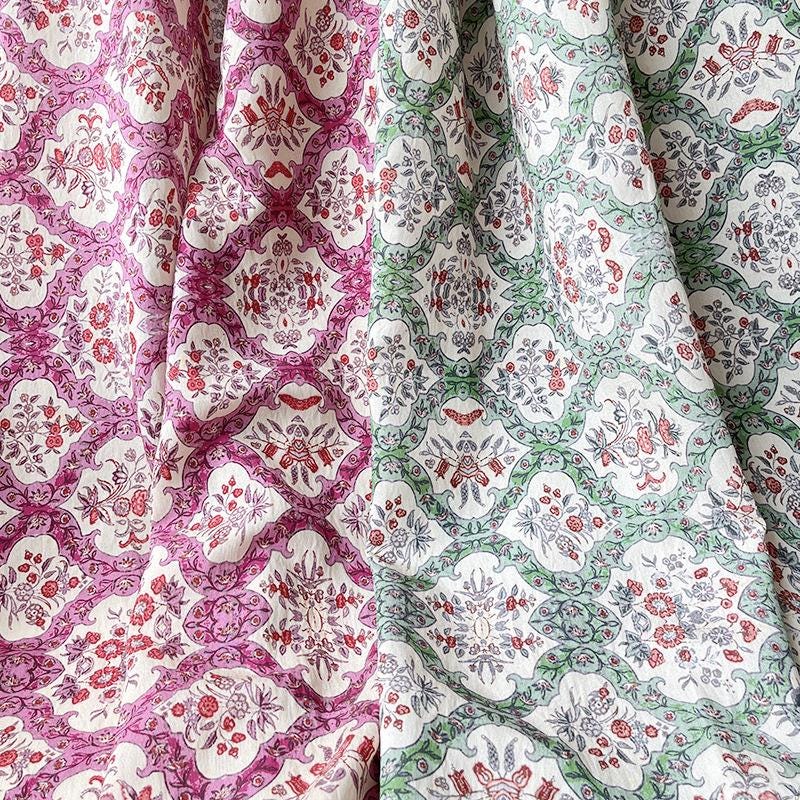 Bohemian Printed Cotton Tablecloth: 59" Wide Sustainable Fabric
