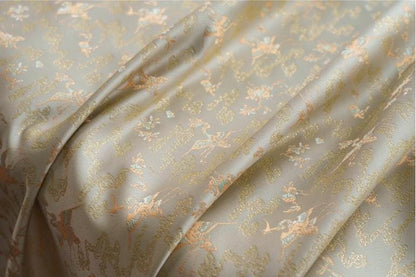 Gold Thread Jacquard Fabric: 3D Oil Painting Texture, 55" Wide