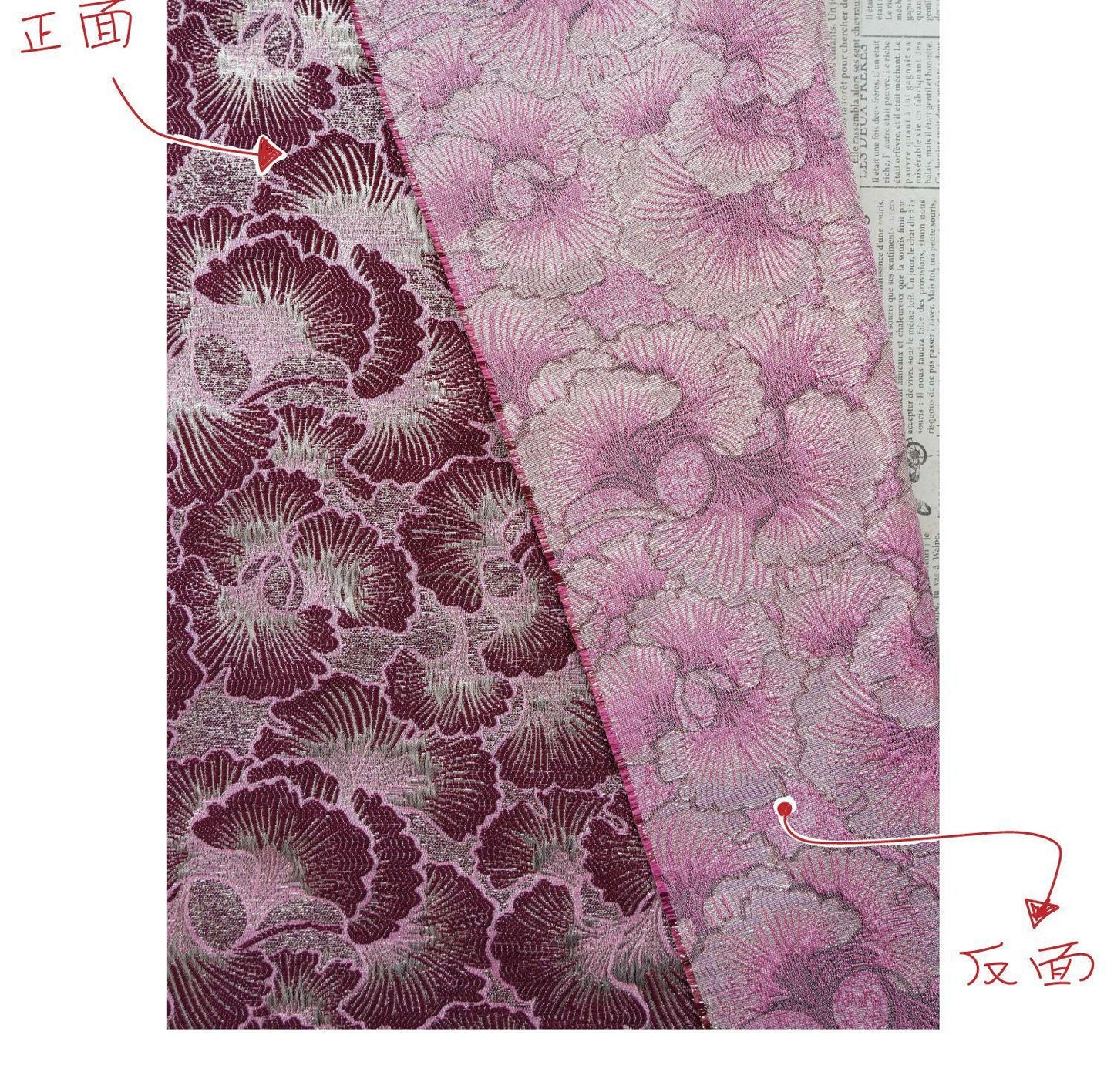 Ginkgo Leaf Gold Thread Jacquard Dress Fabric, 56" Wide