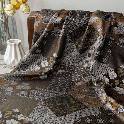 Japanese Floral Patchwork Fabric | Sashiko Style Quilting Material, 58"W