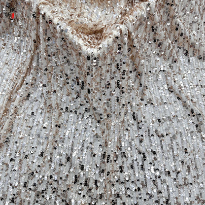 Sequin Lace Fabric: 3D Pleated Embroidery, 49" Wide, For Prom & Wedding