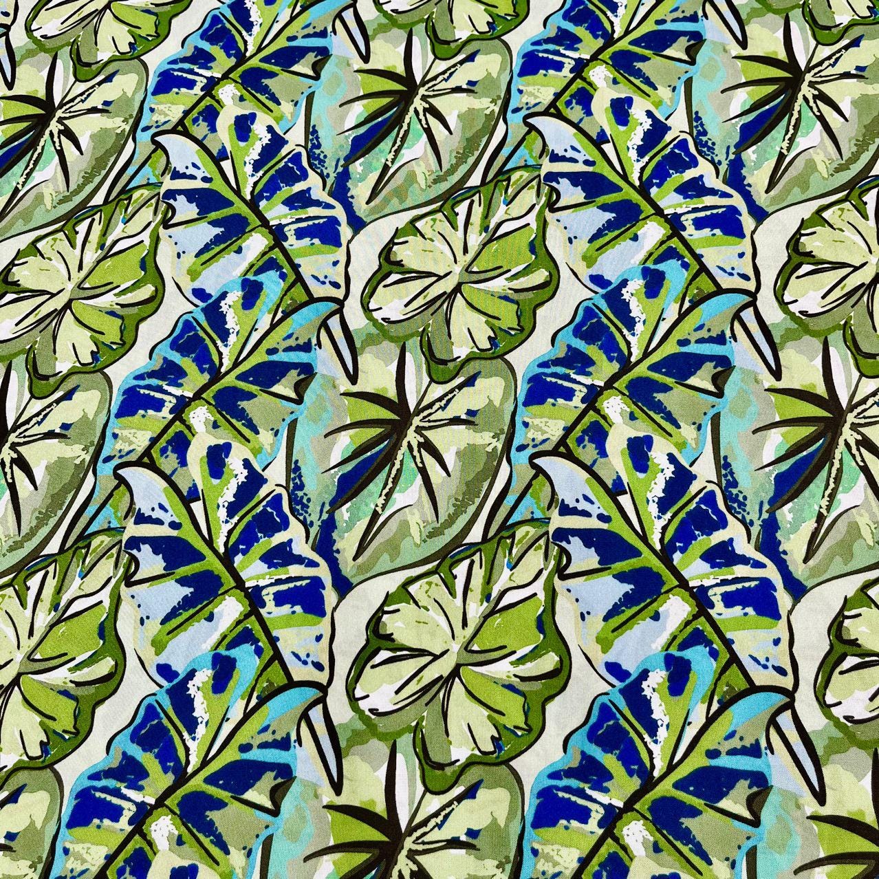 Tropical Leaf Cotton Fabric: 1960s Style Print, 59" Wide
