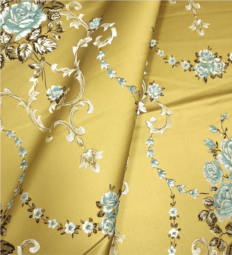 Metallic Damask Satin Fabric: 3D Texture Jacquard, 59" Wide