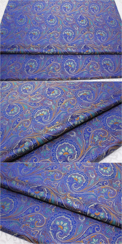 Silk Brocade Damask Fabric: Paisley Phoenix Tail Pattern, 29.5" Wide