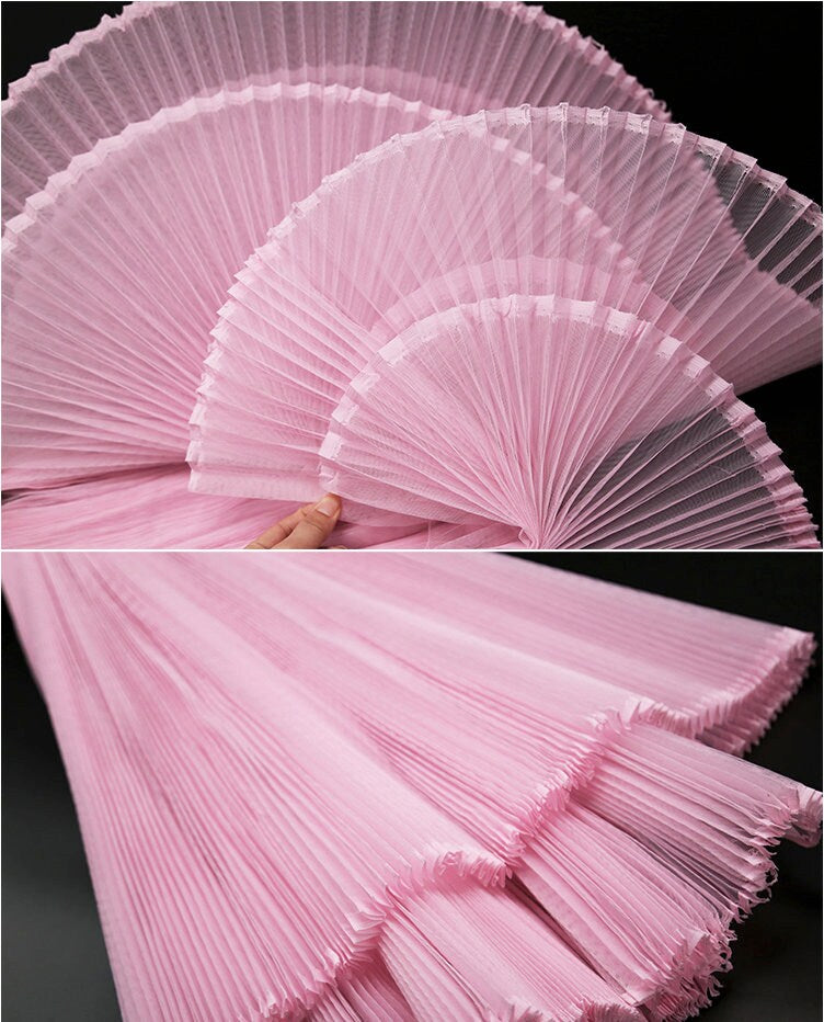 Pleated Tulle Fabric: 63" Wide Stiff Texture Wedding Gown Fabric