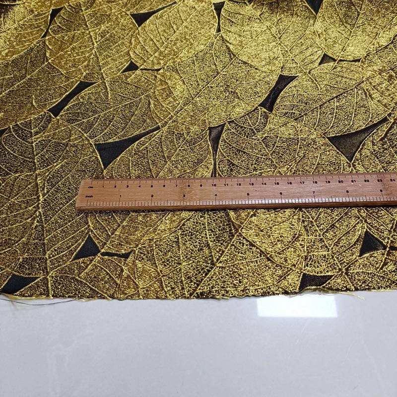 Metallic Leaf Jacquard Fabric: 3D Texture, 59" Wide, Upholstery & Sewing