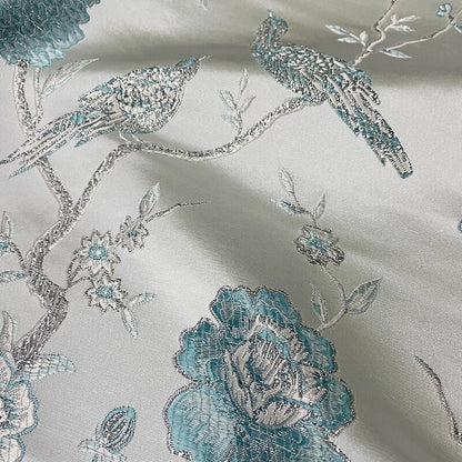Tissu brocart jacquard Oiseau d'argent : Cheongsam, Qipao, Costume, Décoration (57 po de largeur)
