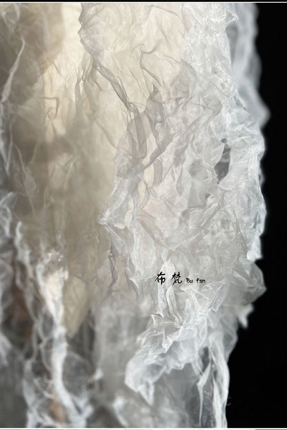 3D Texture Organza Fabric: Irregular Crystal Folds, 55"W French Style