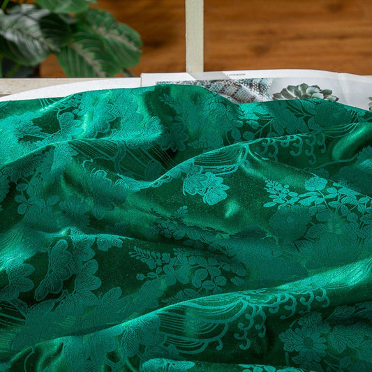 50 Momme Silk Damask Fabric: Handwoven Jacquard (59" Wide)