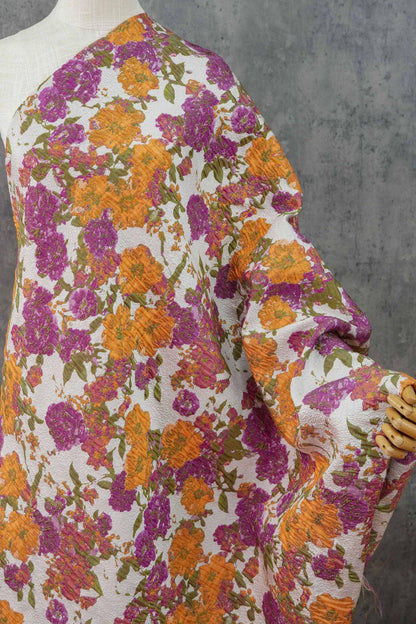 Floral Embroidered Jacquard Fabric: French Country Style Upholstery Sewing Material