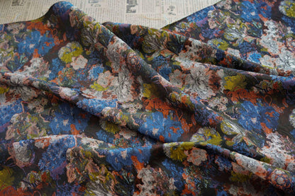 Gold Thread Jacquard Fabric: 3D Oil Painting Texture, 60" Wide