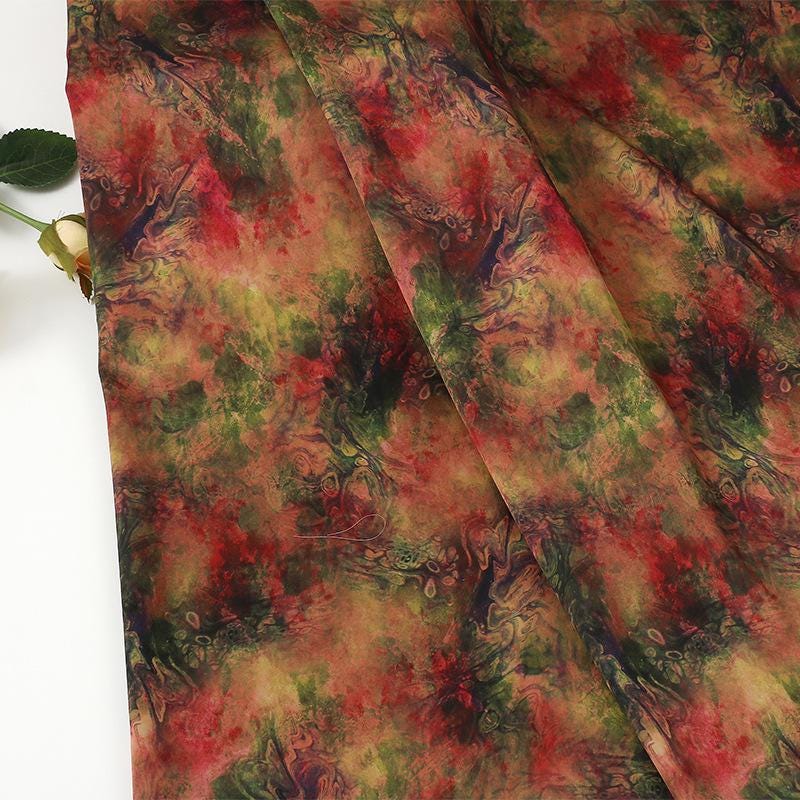 Tissu satiné rose turquoise ombré | Teinture nuage pour ameublement et costumes (150 cm de large)