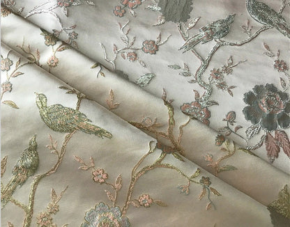 Metallic Brocade Fabric: Damask Jacquard Satin, 59"W, Upholstery & Sewing