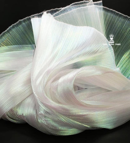 Crinkled Pleated Organza Fabric: 57" Wide Stiff Designer Material