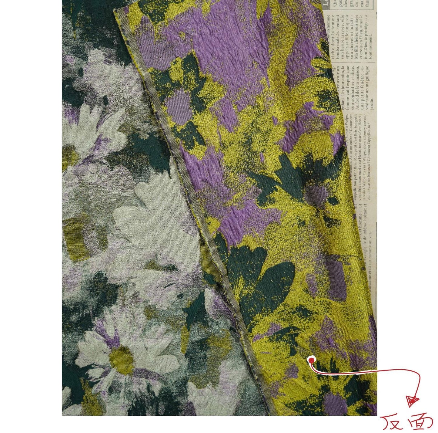 Jacquard Daisy Fabric: Retro Style Oil Painting, 57" Wide, By The Meter