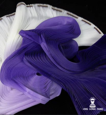 Gradient 3D Pleated Organza Fabric: 55" Wide Designer Material