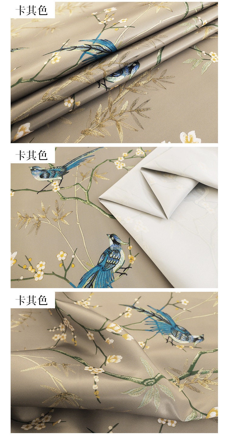 Bird Print Satin Fabric: Soft Polyester, 57" Wide, Apparel & Decor