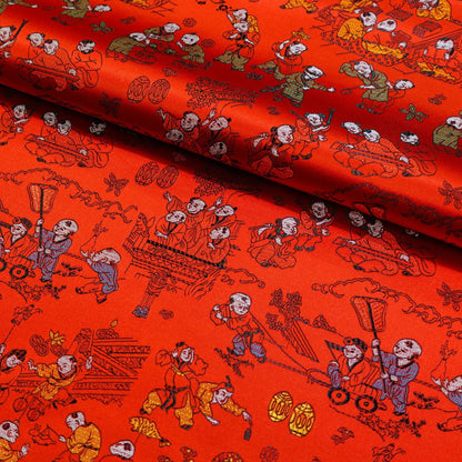 Ancient Baizi Brocade Fabric: 45"W Chinese Wedding Damask