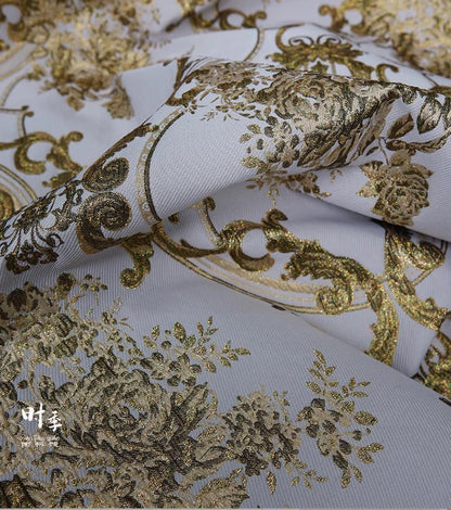 Jacquard Damask Fabric: Retro Palace Style, 55" Wide
