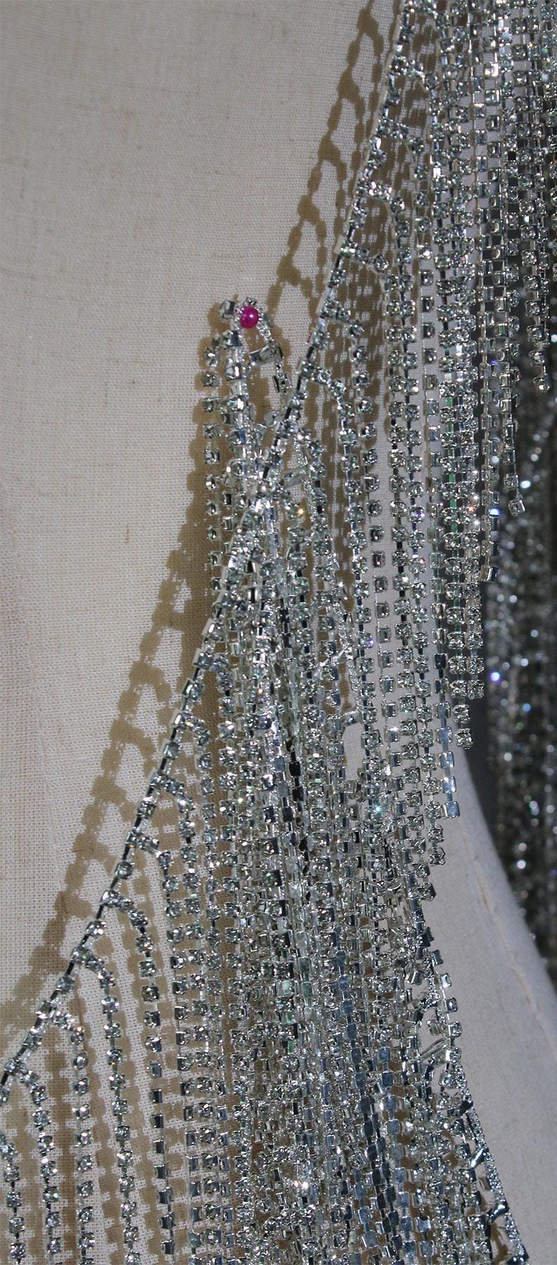 Rhinestone Tassel Chain: Crystal Glitter DIY Wedding Dress Accessory (12cm)