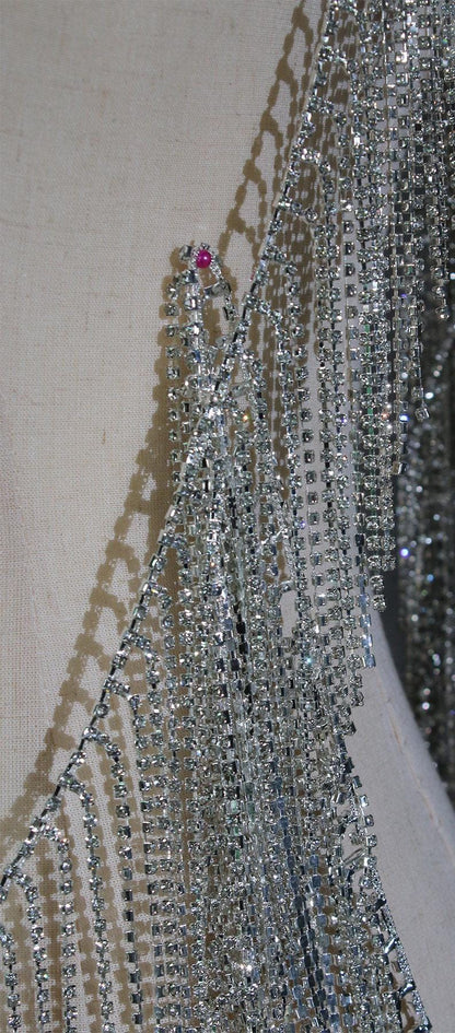 Rhinestone Tassel Chain: Crystal Glitter DIY Wedding Dress Accessory (12cm)