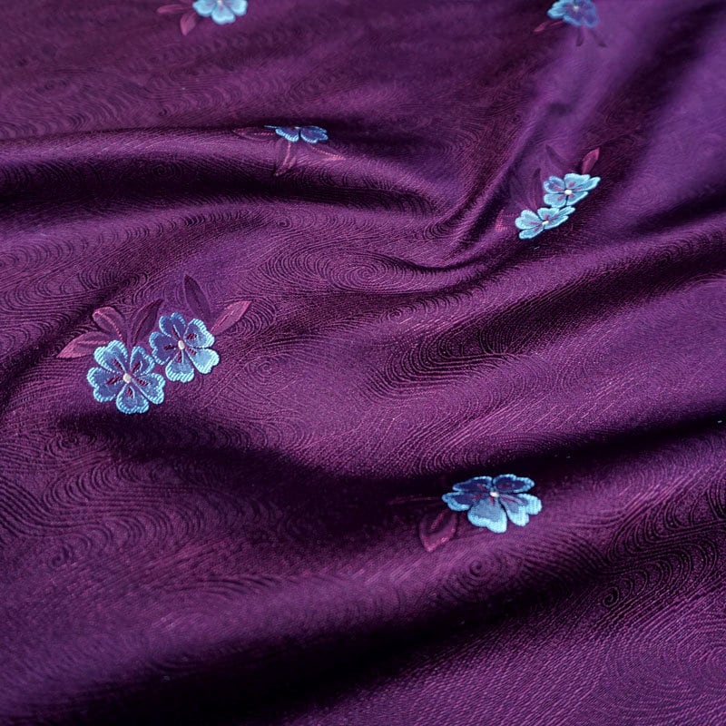 Peach Blossom Silk Brocade Fabric: Chinese Cheongsam Hanfu Material, 29.5"wide