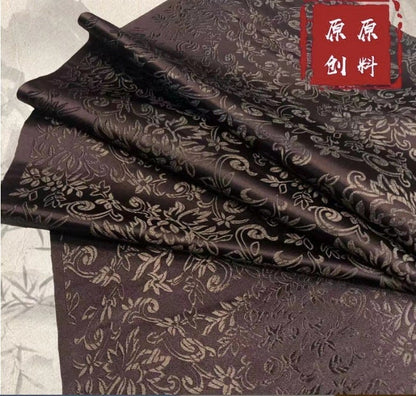 Floral Brocade Fabric: Dark Rayon Upholstery, Costume, Decor