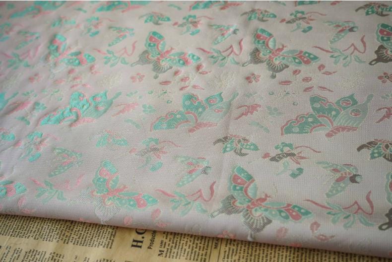 Butterfly Brocade Satin Fabric: 60" Wide Chinese Style Sewing Material
