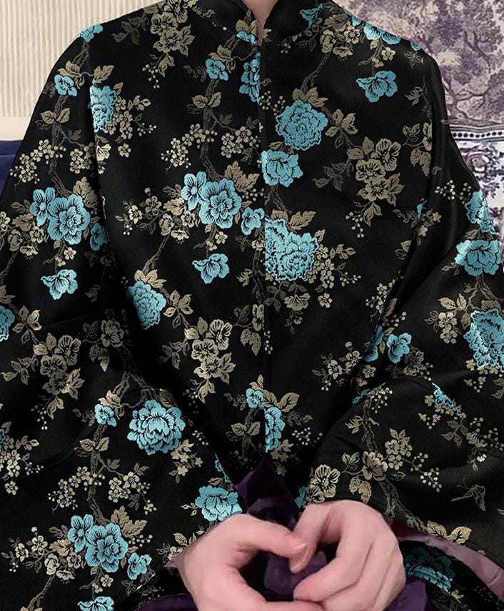 Floral Brocade Fabric: 59"W Chinese Silk Blend for Sewing & Upholstery