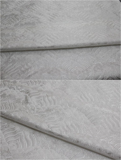 Tissu brocart de soie et rayonne à motif vagues océaniques - 75 cm