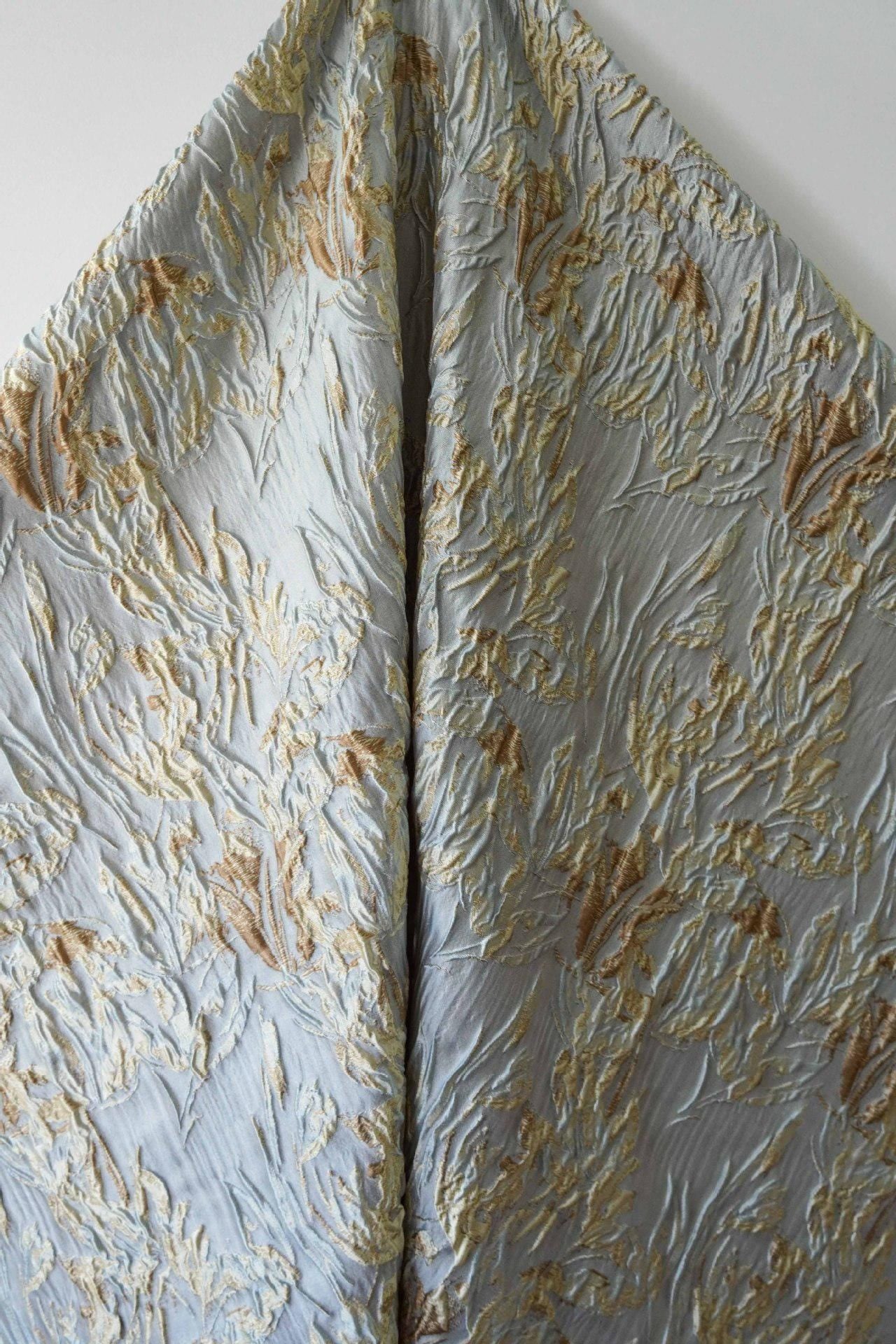 3D Embossed Abstract Floral Yarn-Dyed Fashion Fabric, 56" Wide
