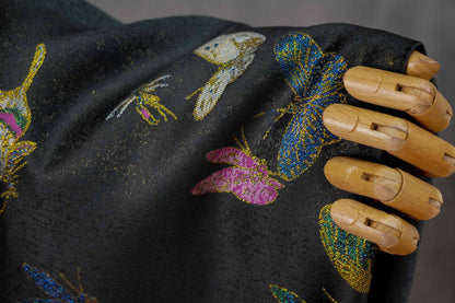Black Brocade Fabric | Butterfly Jacquard, Sewing Material (59"W)