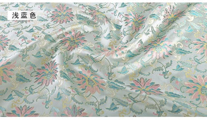 Dunhuang Lotus Brocade Fabric: 59"W Tibetan Costume & Decor