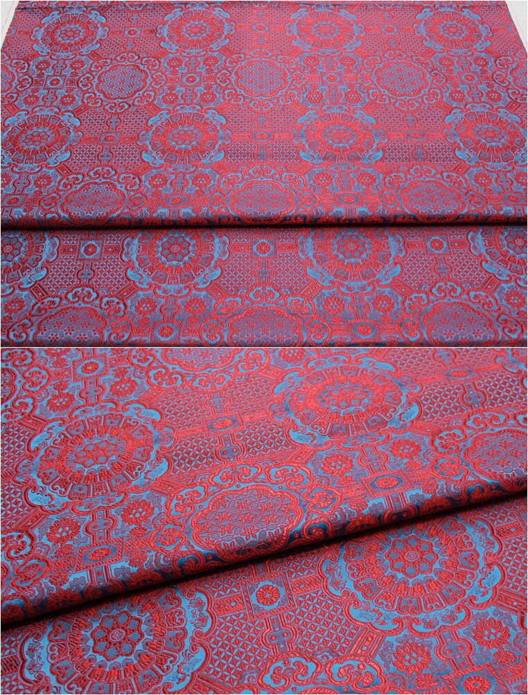 Gold Jacquard Fabric: Tortoise Bone Pattern Silk Rayon Blend