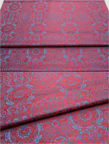Gold Jacquard Fabric: Tortoise Bone Pattern Silk Rayon Blend