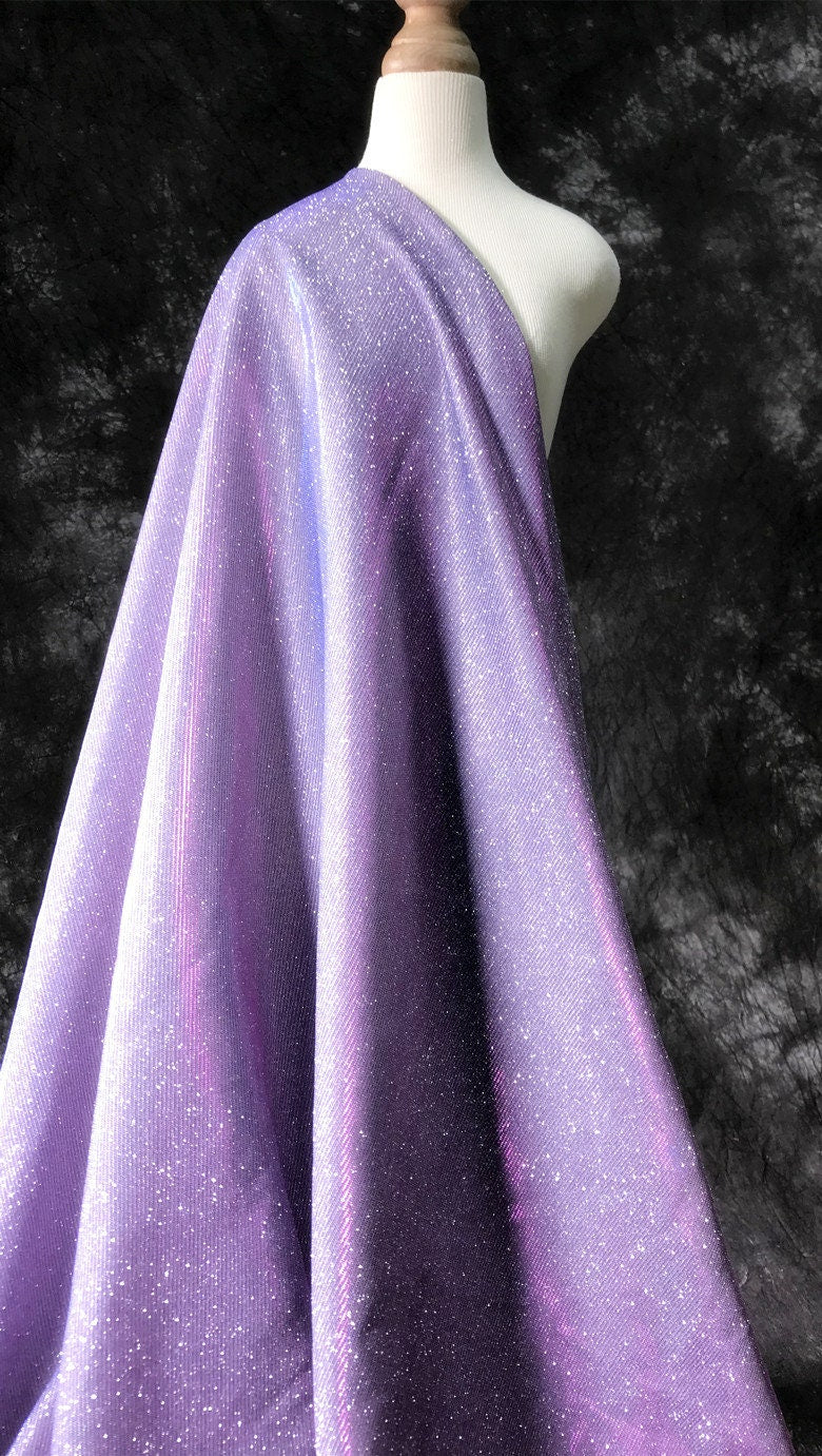 Galaxy Glitter Pleated Knitted Fabric: 57"W Crepe Designer Fabric