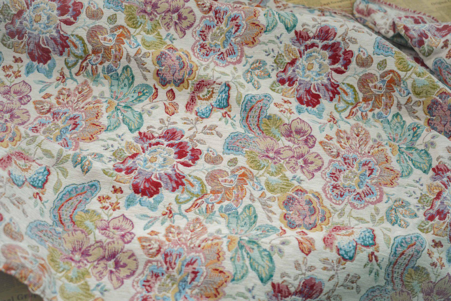 Floral Jacquard Fabric: Oil Painting Style, Upholstery Sewing Material - 59"W