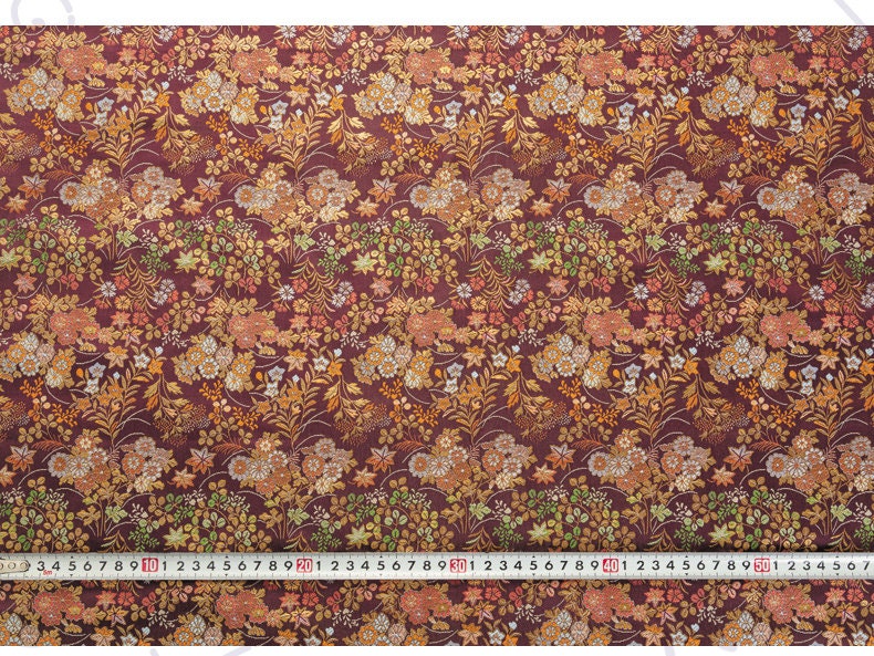 Japanese Silk Brocade Fabric: Daisy Floral Design, Wedding Fabric By The Meter