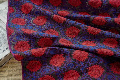Floral Jacquard Fabric: 3D Oil Painting Texture, Gold Thread (55" W By 1 Meter)