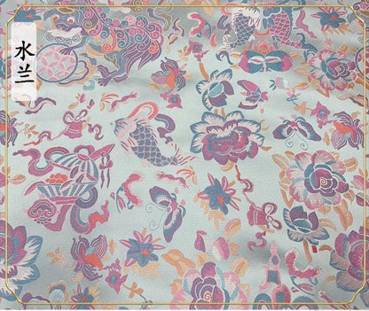 Aqua Blue Goldfish Brocade Fabric: 59" Wide Rayon Blend