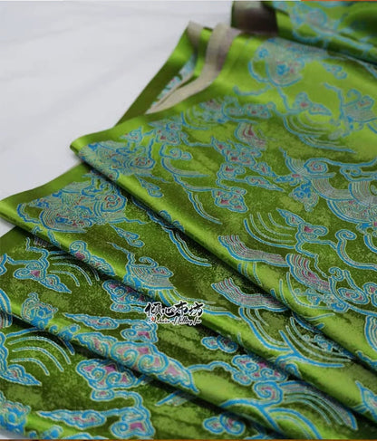 Ocean Waves Brocade Fabric: 29.5"W Silk Rayon Jacquard
