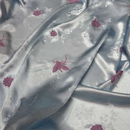 Rose Damask Rayon Fabric: Two-Sided Jacquard, 59" Wide - By The Meter
