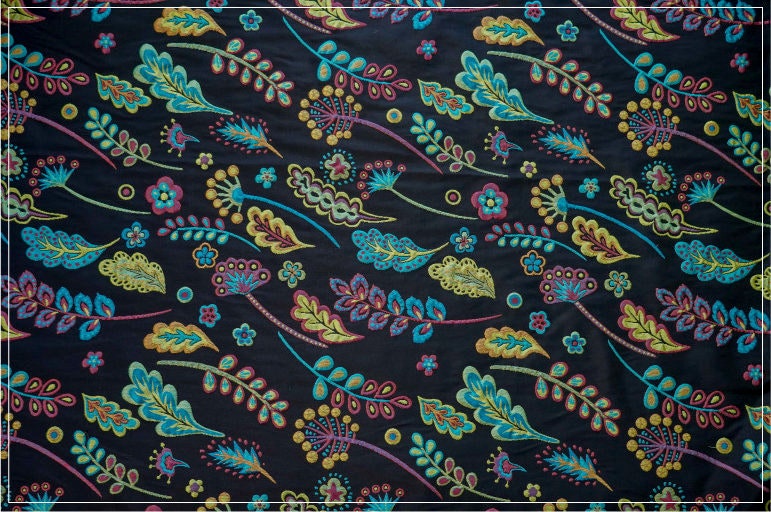 Floral Jacquard Woven Fabric: 3D Embossed Upholstery, Costume, Decor (55"W)