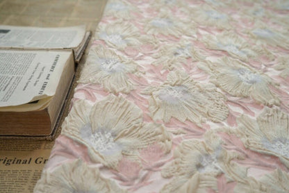Pink Meadow Floral Jacquard Fabric: Upholstery, Costume, Decor - 60"W