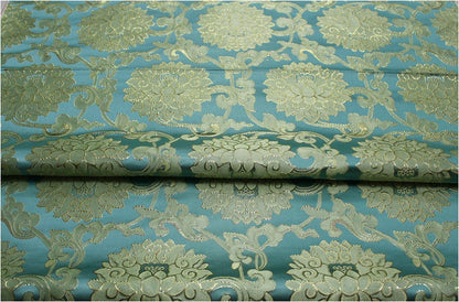 Tissu brocart de soie à motif de lotus : décoration chinoise rétro, matelassage, costume - 75 cm de large