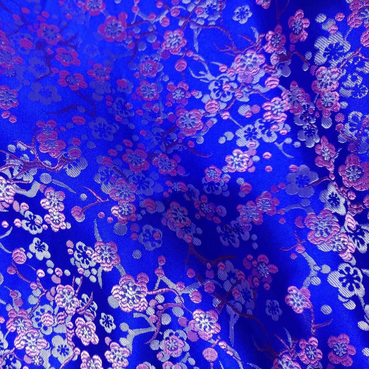 Plum Blossom Silk Brocade Fabric: Multicolored Cheongsam Qipao Material