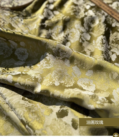 Tissu damassé jacquard à motifs floraux : matériau d'ameublement double face de 150 cm (59 po)