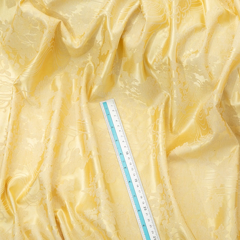 50 Momme Silk Damask Fabric: Handwoven Jacquard (59" Wide)